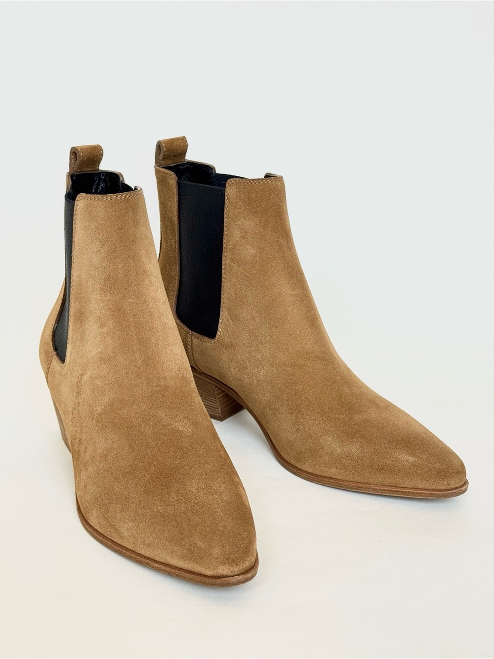 Saint Laurent Wyatt Chelsea Booties in Tan Suede with 2” Heel Stack - Italy - Picture 1 of 13